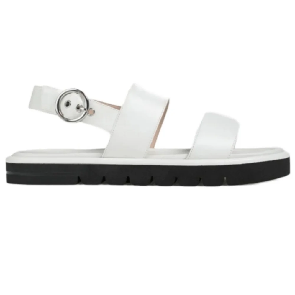 Stuart Weitzman Elodie Leather Sandals, Size 8, White, NIB